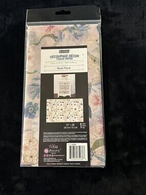 New Sealed Re-Design BLUSH FLORAL Decoupage Decor Tissue Paper 30”x19” 1 Sheet